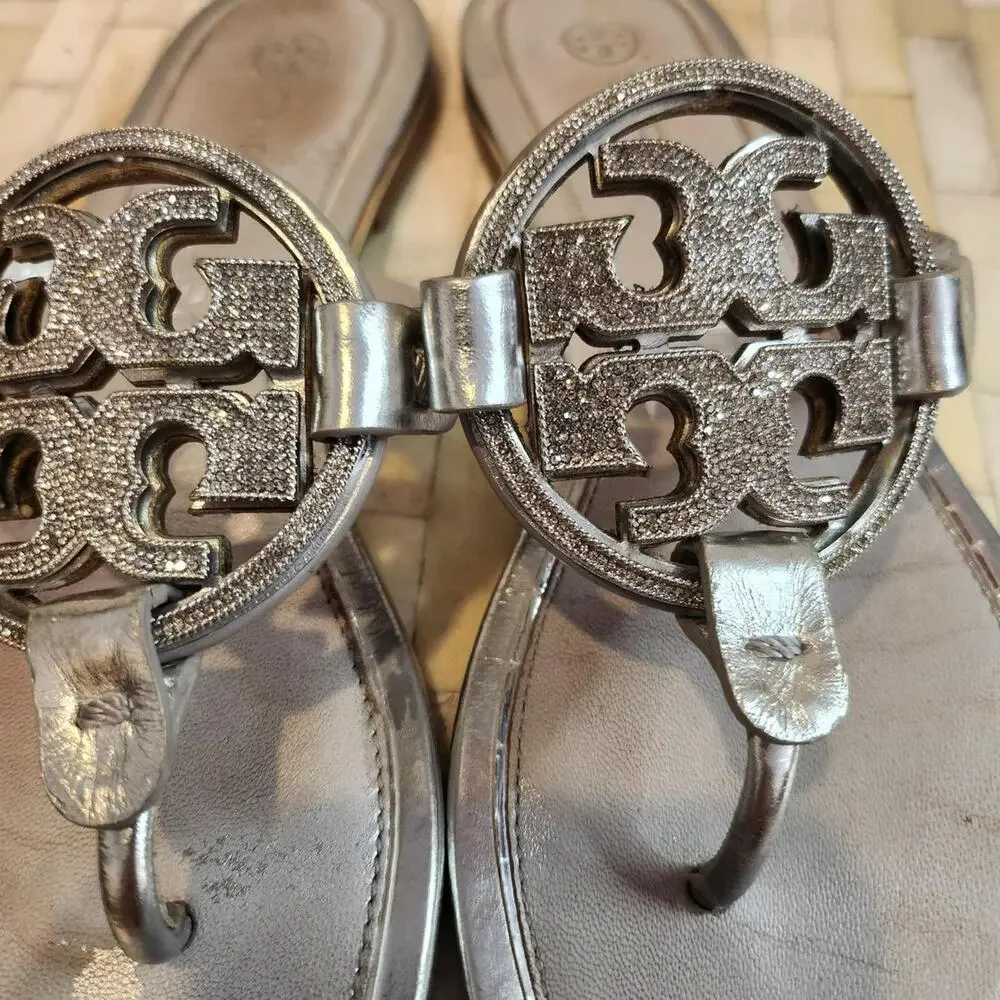 Tory Burch Miller Pavé Medallion Thong Sandals